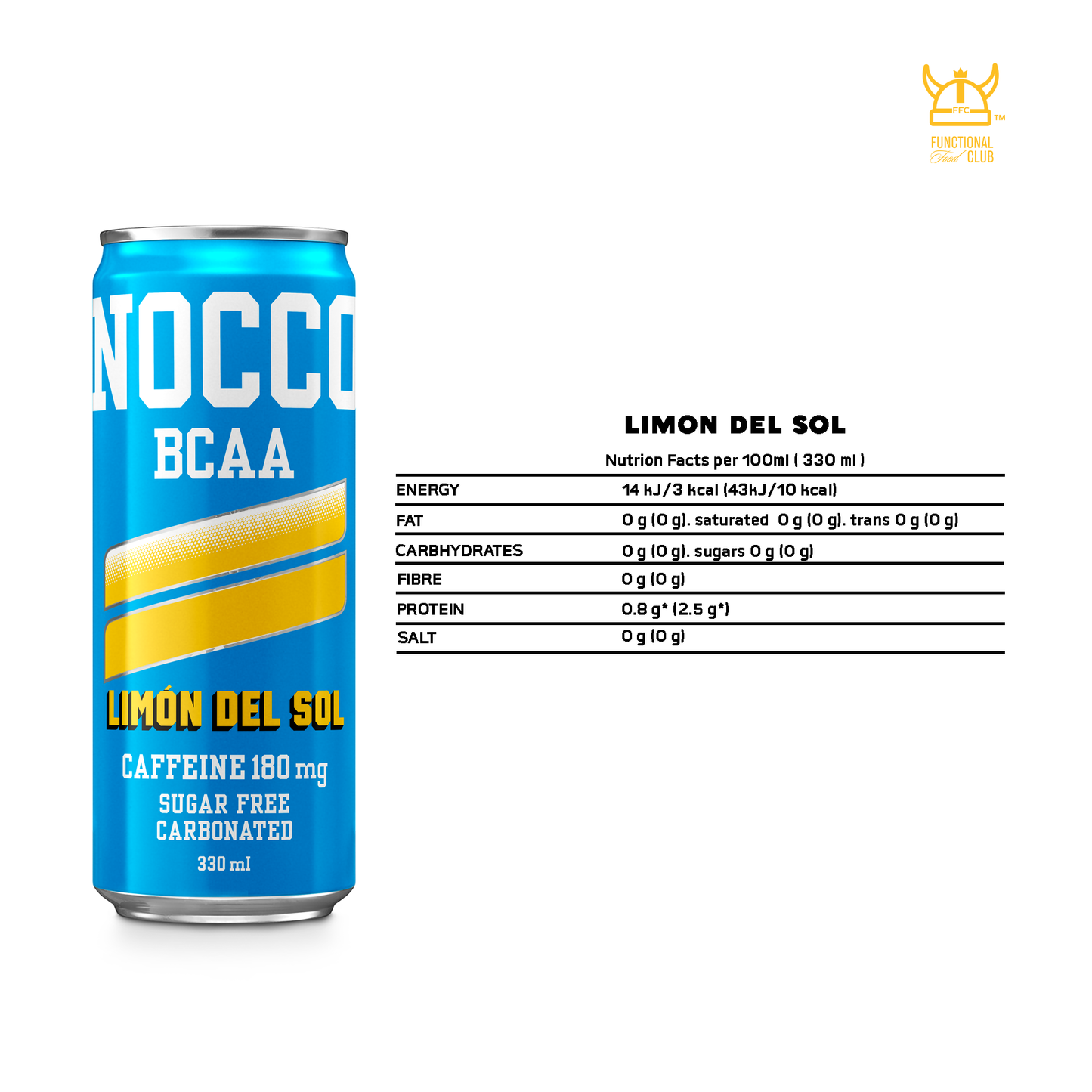 NOCCO BCAA Multi-vitamins Performance Drink - Limón Del Sol (Caffeinated) 3 Cans