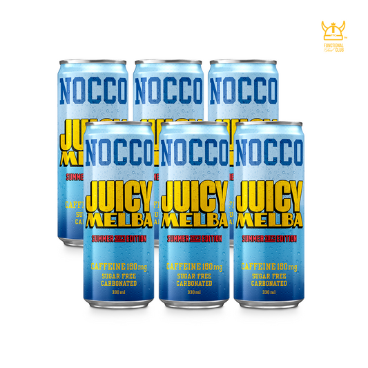 NOCCO BCAA Multi-vitamins Performance Drink - JUICY MELBA (Caffeinated) 6 Cans